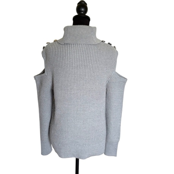 INC International Concepts Woman’s Small Light Gray Cold Shoulder Sweater - Picture 5 of 8